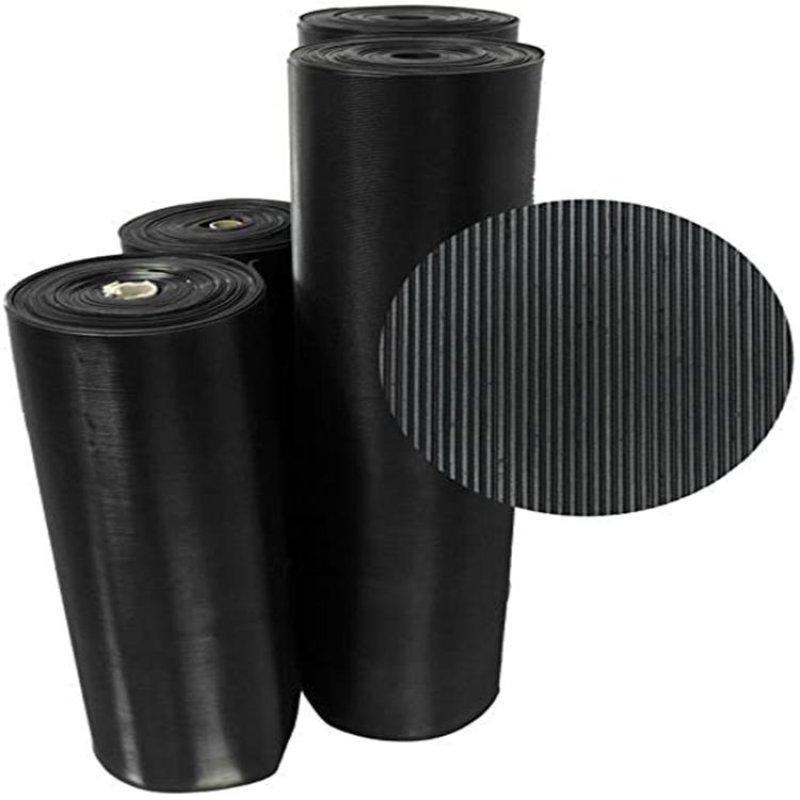 SBR NBR non slip fine ribbed rubber sheet roll